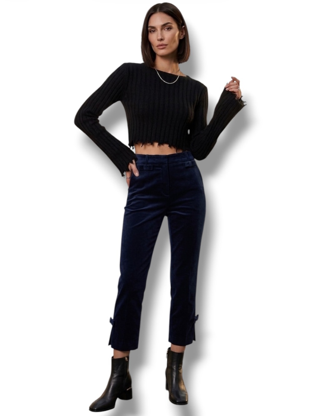 Fashion Nova Top Distressed Raw Edge Black Crop Sweater Size Medium 🖤